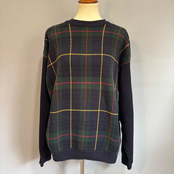 VINTAGE 90s TOMMY HILFIGER PLAID SWEATER, Size XL - Picture 1 of 7